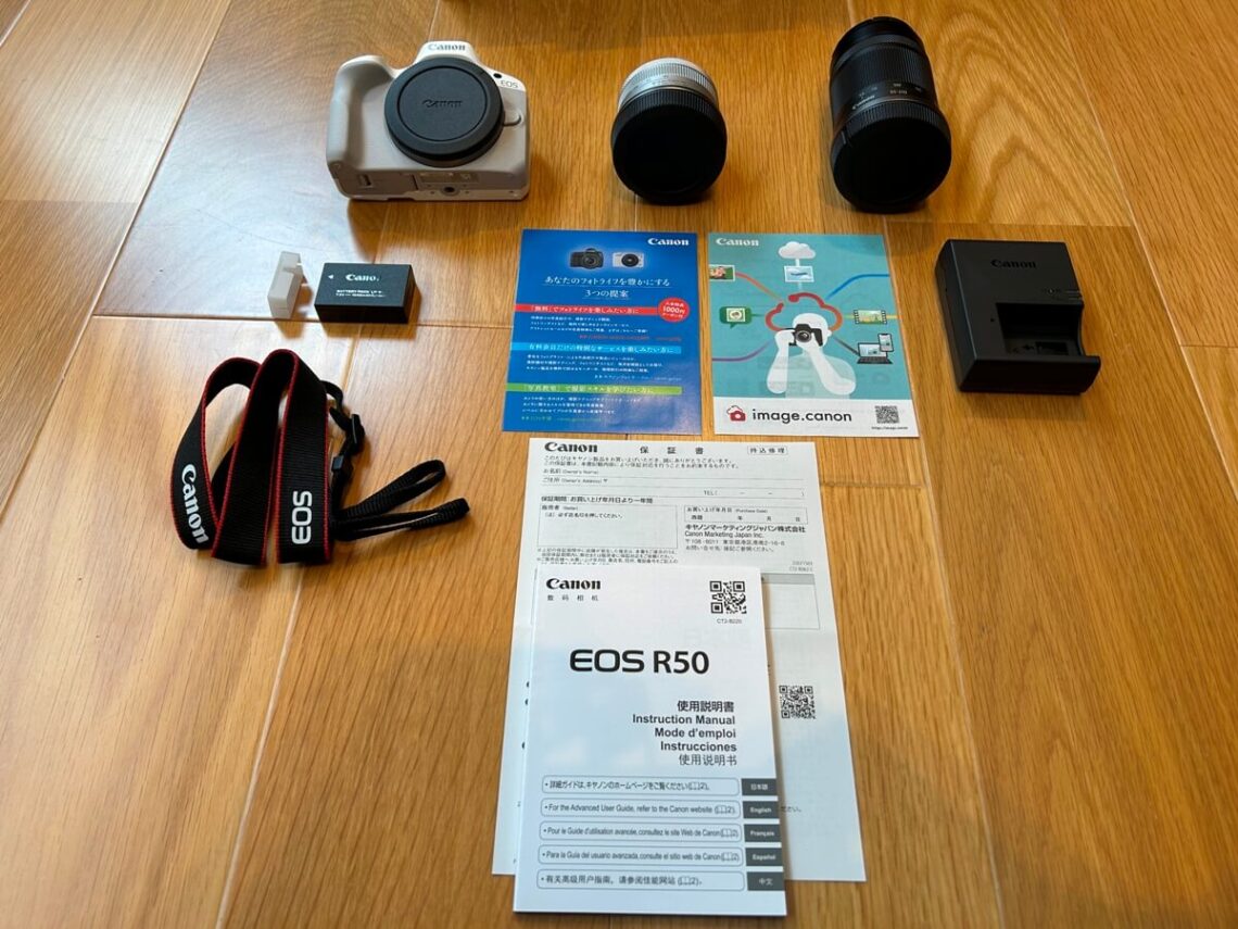 Canon EOS R50梱包材を取ったあとの状態