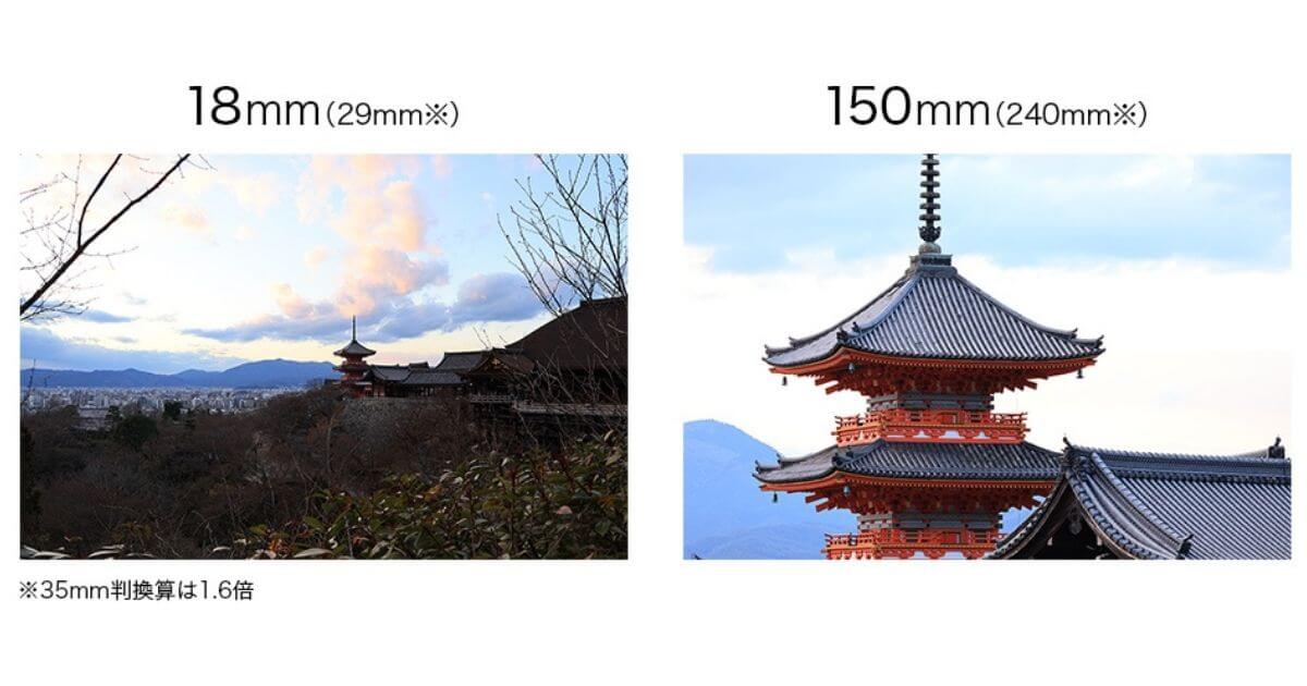 RF-S18-150mm F3.5-6.3 IS STMは35mm判換算で焦点距離29-240mm相当をカバー