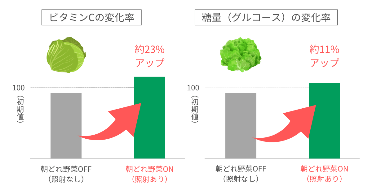 MR-WXD70MとMR-WXD70Kの野菜室は、3色LEDライトの力により野菜を入れておくだけでビタミンCや糖質がアップ