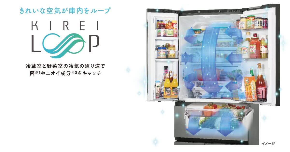 GR-Y600XFSとGR-W550FZSはきれいループで冷蔵庫のニオイや菌を減らせる