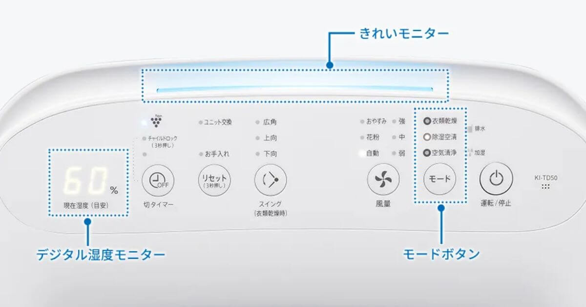 KI-TD50とKI-SD50は、わかりやすい操作部