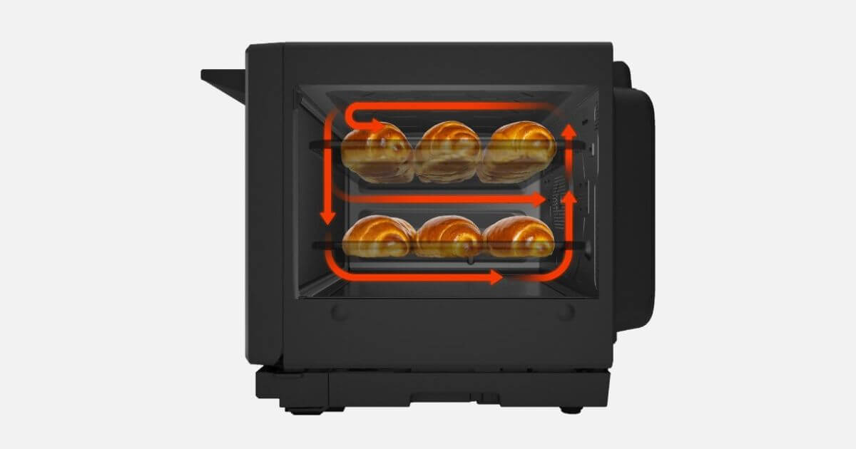 NE-BS8DとNE-BS8Cは熱風を庫内全体にしっかり循環させるので上下段の食材に均一に熱があたり、包み込むようにムラを抑えて焼き上げる