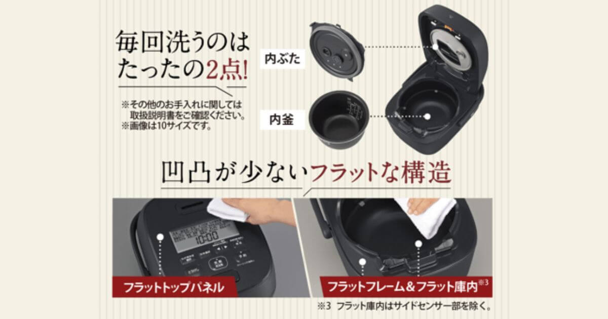 NW-WB10とNW-WA10はお手入れカンタン、毎回洗うのは内ぶたと内釜の2点だけ