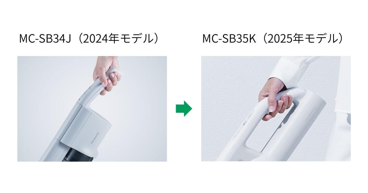 MC-SB35K（最新）の持ち手は、持ちやすく手に馴染みやすいハンドルグリップへ変更