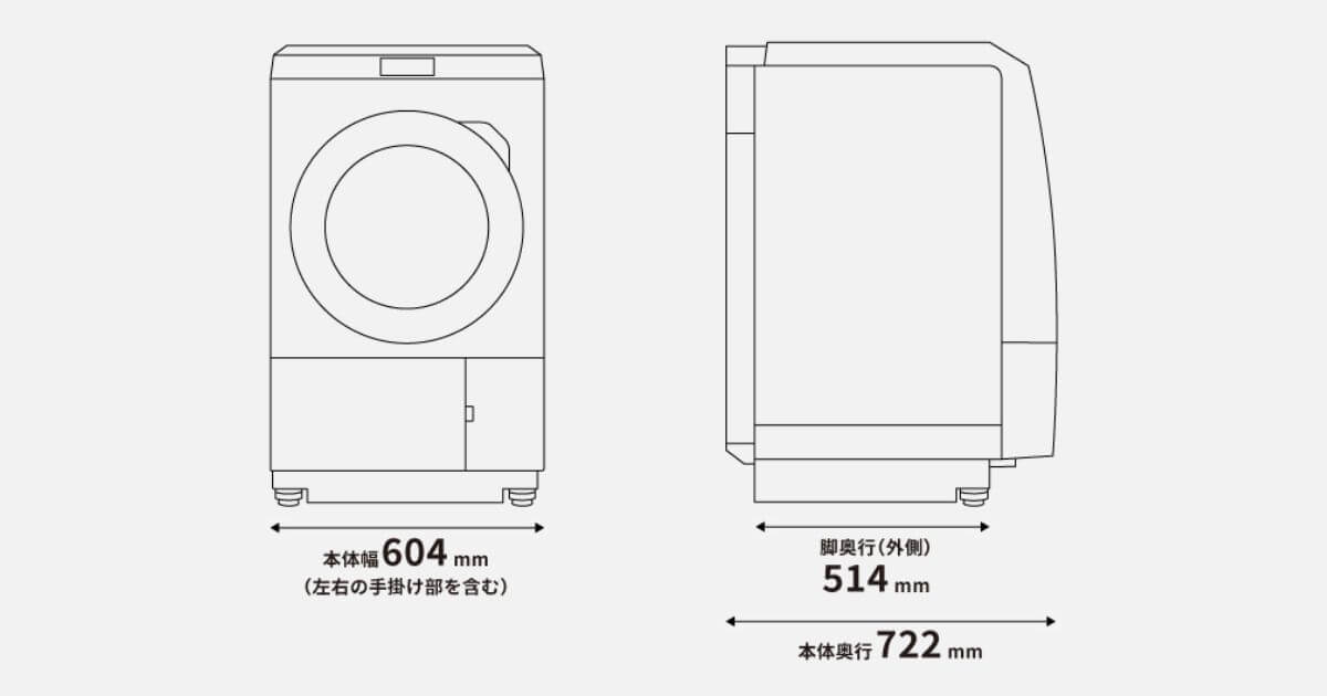 NA-LX127EとNA-LX127Dは一般的な防水フロアーに置けるコンパクトサイズ
