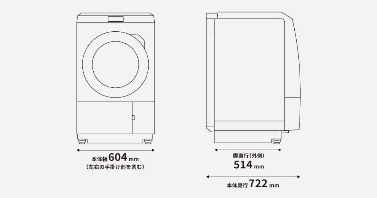 NA-LX129EとNA-LX129Dは一般的な防水フロアーに置けるコンパクトサイズ