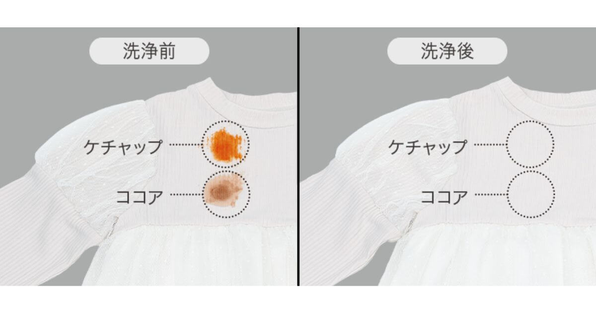 TW-127XP5（最新）のウルトラファインバブルなら、食べこぼし汚れも繊維の奥からキレイに