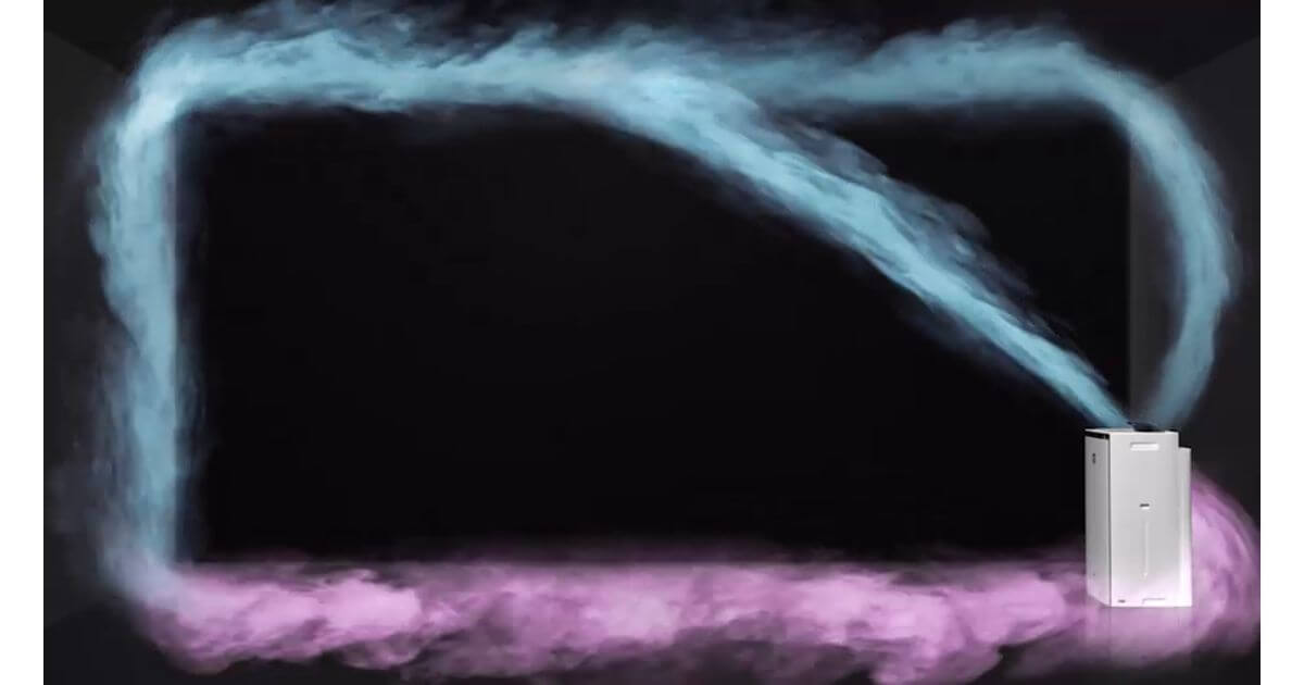 KI-UX70とKI-TX70はコアンダフローで遠くのホコリもしっかり引き寄せ、背面全体でパワフルに吸引