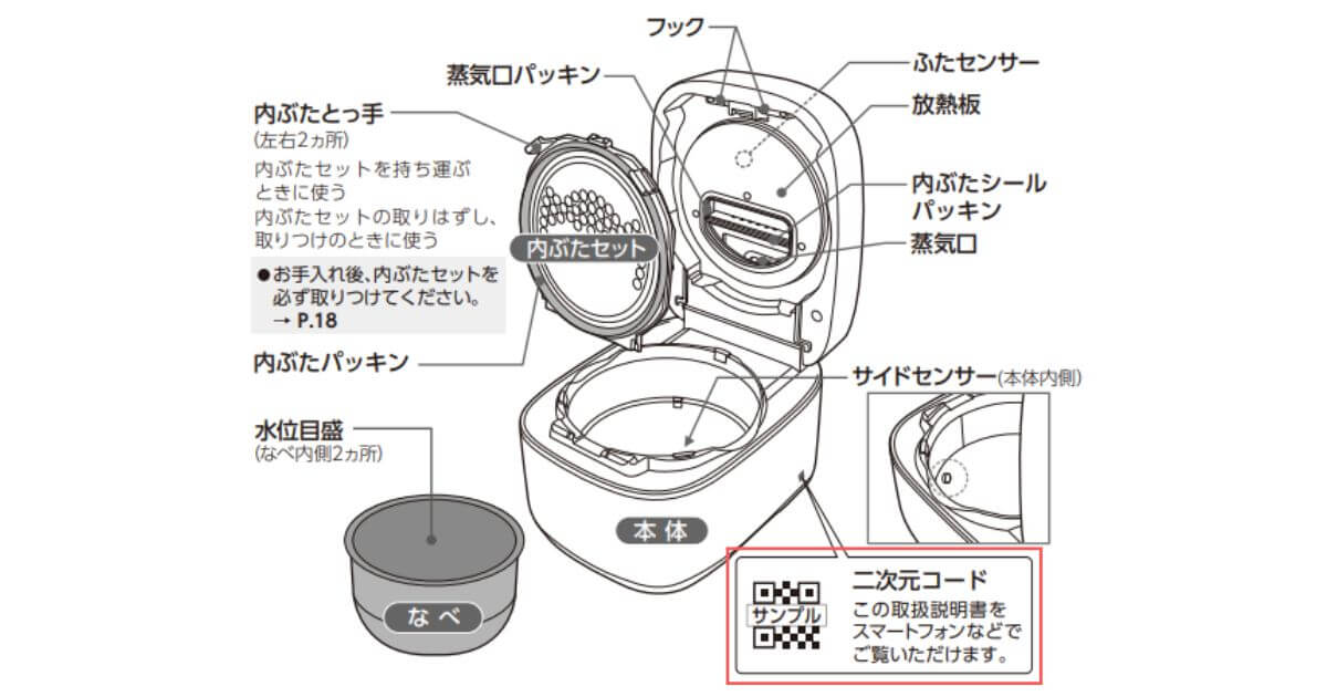 NW-QB10とNW-QA10は本体側面に取扱説明書を確認できる2次元コードつき